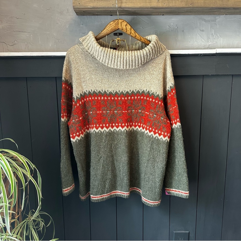 Vintage Made in USA Chunky Fair Isle Nordic Sweater‎ size 26w-28w  3X